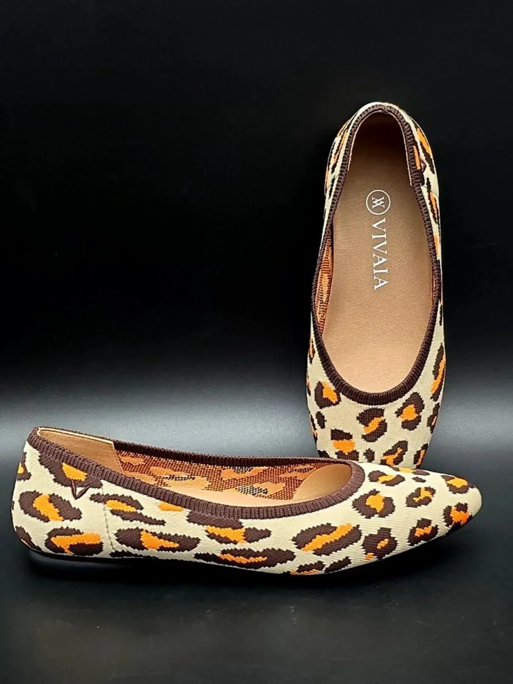 Vivaia Leopard Print Pointed Toe Comfort Slip-on Ballet Flats Shoes Women's 5.5